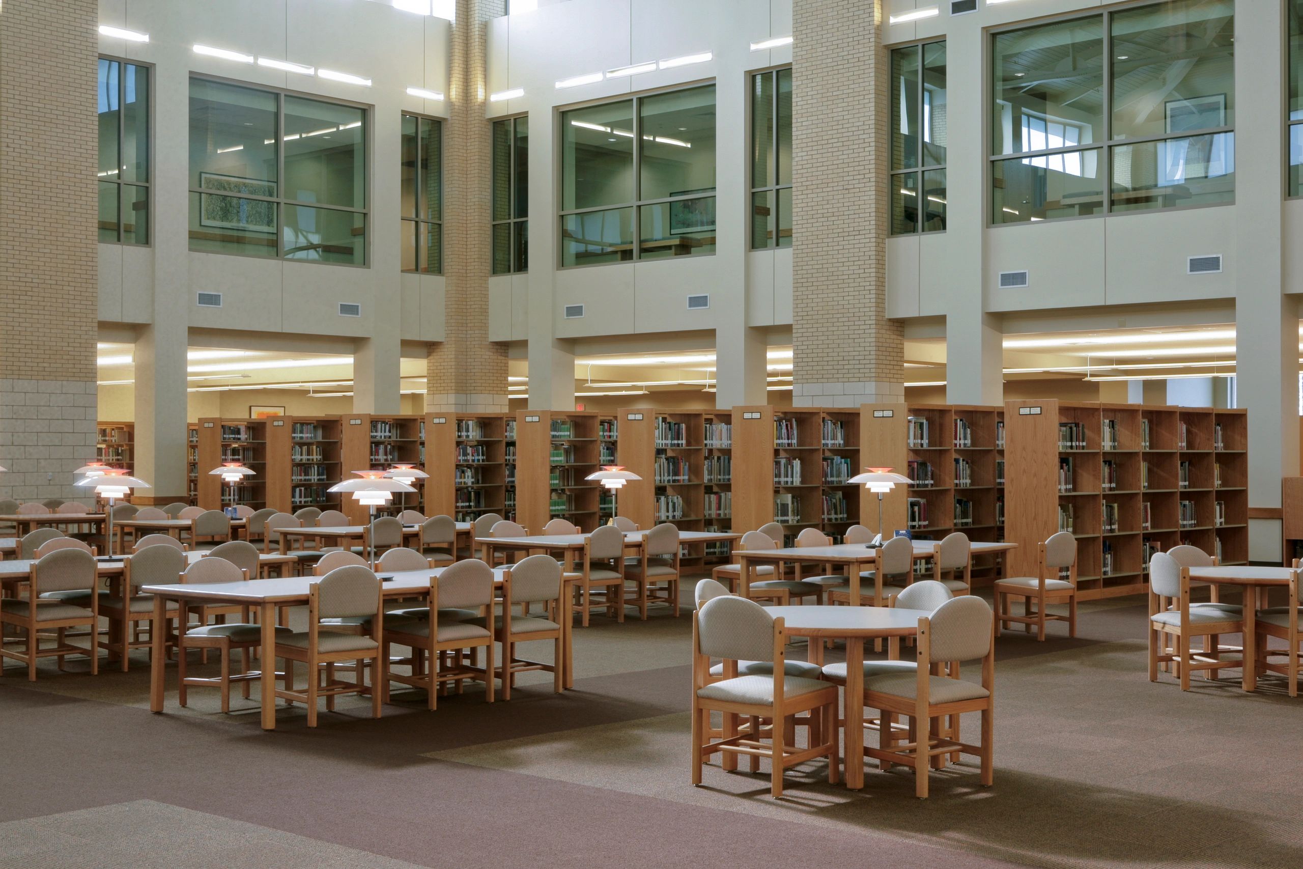 College library with bookshelves